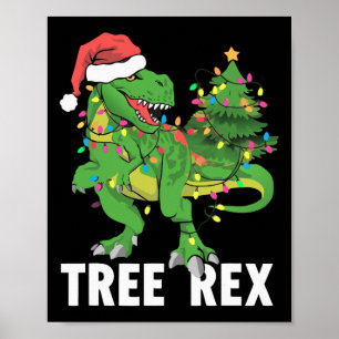 Christmas Dinosaur Tree Rex Xmas Trex Pyjamas Men  Poster