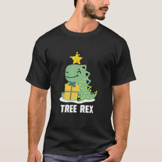 Christmas Dinosaur Tree T Rex Pyjamas Kids Boys Xm T-Shirt