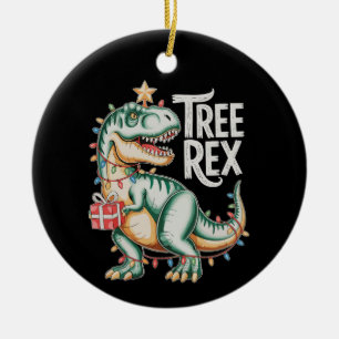 Christmas Dinosaur Tree T Rex Xmas Lights Holiday Ceramic Tree Decoration