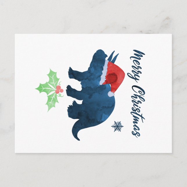 Christmas Dinosaur - Triceratops Postcard (Front)