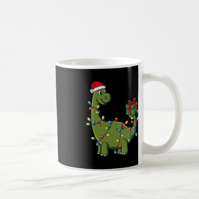 Christmas Dinosaur With Lights Fun Boys Kids Xmas  Coffee Mug (Right)