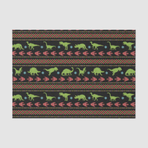 Christmas Dinosaurs Knit Embroidered Fair Isle Tissue Paper