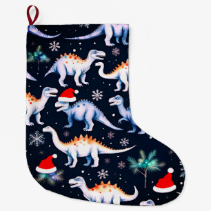 Christmas Dinosaurs  Large Christmas Stocking