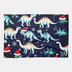 Christmas Dinosaurs  Tea Towel