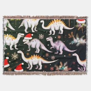 Christmas Dinosaurs  Throw Blanket