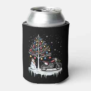Christmas Dirt Bike Motorcycle Snowman Tree Xmas Can Cooler