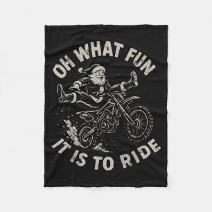 Christmas Dirt Bike Santa Motocross Born To Sleigh Fleece Blanket