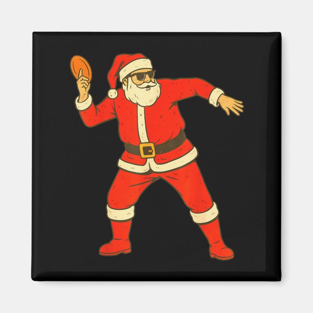 Christmas Disc Golf Vintage Funny Santa Xmas  Magnet (Front)
