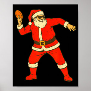 Christmas Disc Golf Vintage Funny Santa Xmas Poster