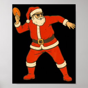 Christmas Disc Golf Vintage Funny Santa Xmas Poster