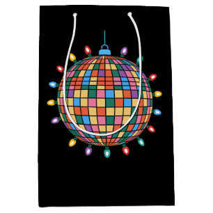 Christmas Disco Ball Lights Ornament Colourful Xma Medium Gift Bag