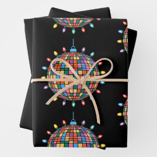 Christmas Disco Ball Lights Ornament Colourful Xma Wrapping Paper Sheet