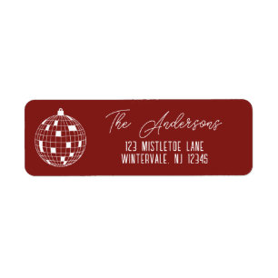Christmas Disco Ball Red and White Return Address