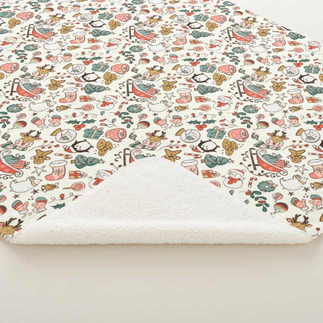 Christmas Ditsy Doodles  Sherpa Blanket (3/4)