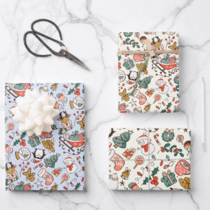 Christmas Ditsy Doodles Wrapping Paper Sheet