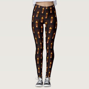 Christmas Diwali Flames Funny Candle Pattern Leggings