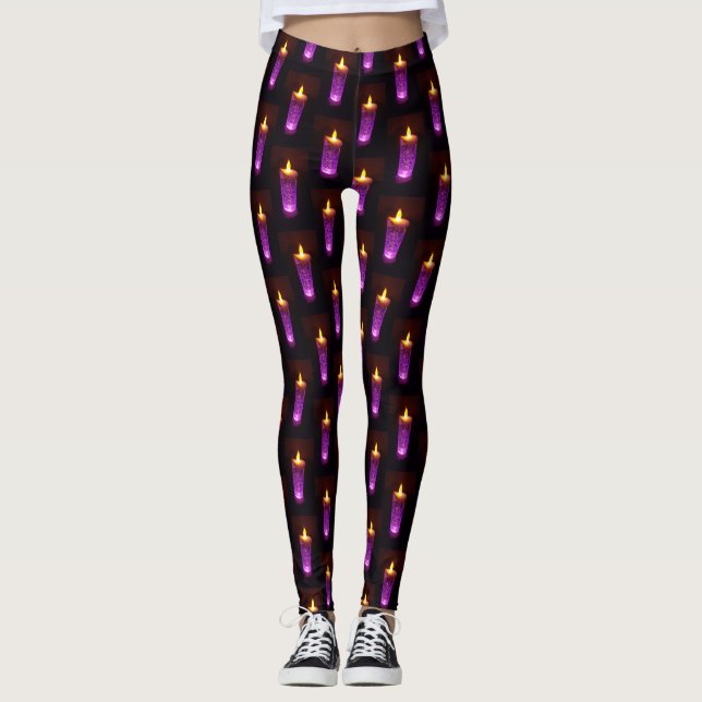Christmas Diwali Flames Funny Candle Pattern Leggings (Front)
