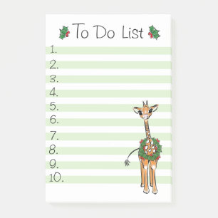 Christmas Do List Holiday giraffe Holly wreath Post-it Notes