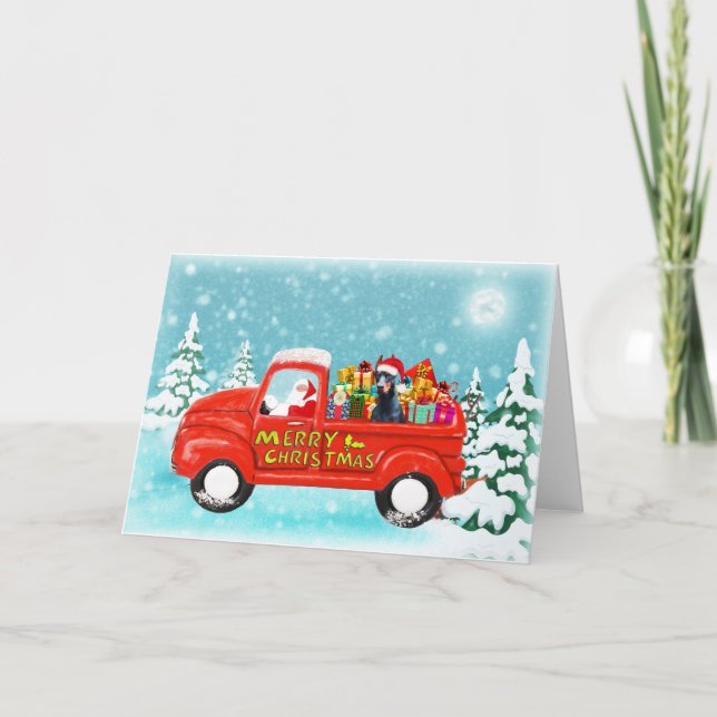 Christmas Doberman Dog gifts delivery truck Card (Front)