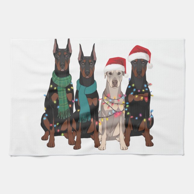 Christmas Doberman Lover Dog Mum Holiday  Tea Towel (Horizontal)