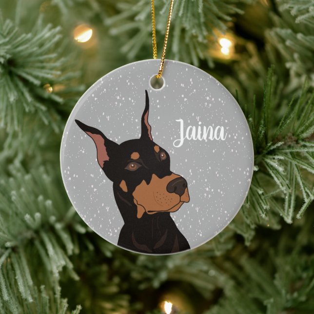 Christmas Doberman Pinscher  Ceramic Tree Decoration (Tree)
