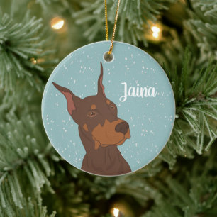 Christmas Doberman Pinscher  Ceramic Tree Decoration