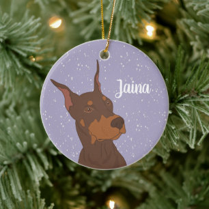 Christmas Doberman Pinscher  Ceramic Tree Decoration