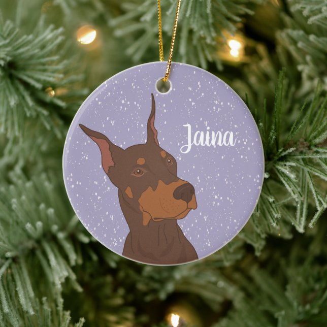 Christmas Doberman Pinscher  Ceramic Tree Decoration (Tree)