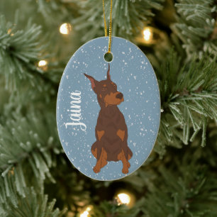 Christmas Doberman Pinscher Ceramic Tree Decoration