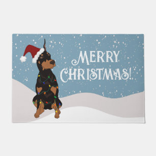 Christmas Doberman Pinscher Doormat
