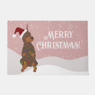 Christmas Doberman Pinscher Doormat