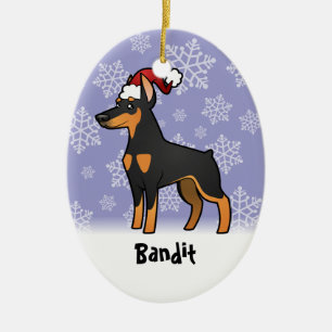 Christmas Doberman Pinscher (pointy ears) Ceramic Tree Decoration