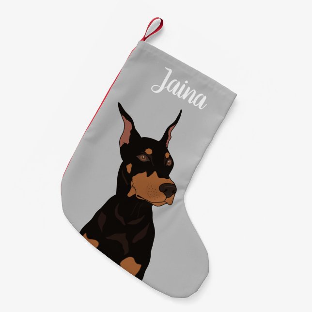 Christmas Doberman Pinscher  Small Christmas Stocking (Front (Hanging))
