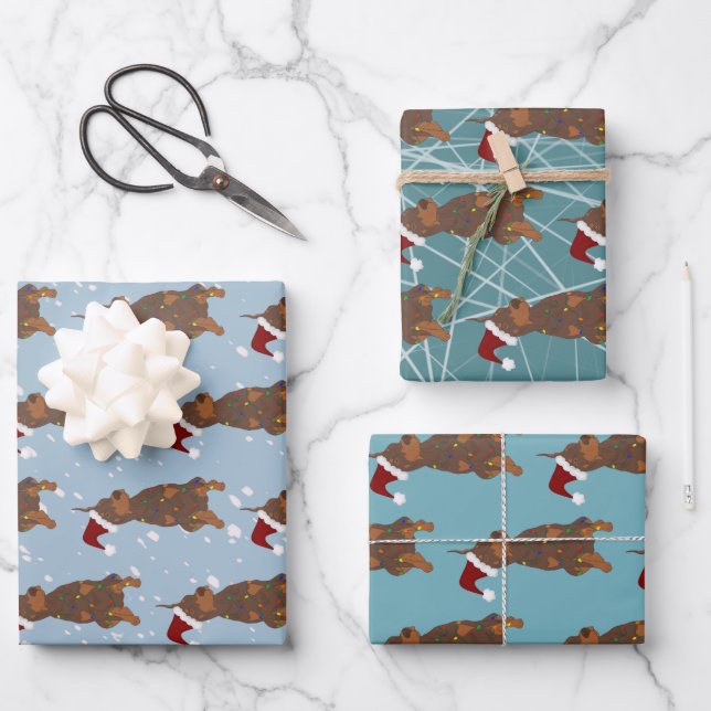 Christmas Doberman Pinscher  Wrapping Paper Sheet (Front)