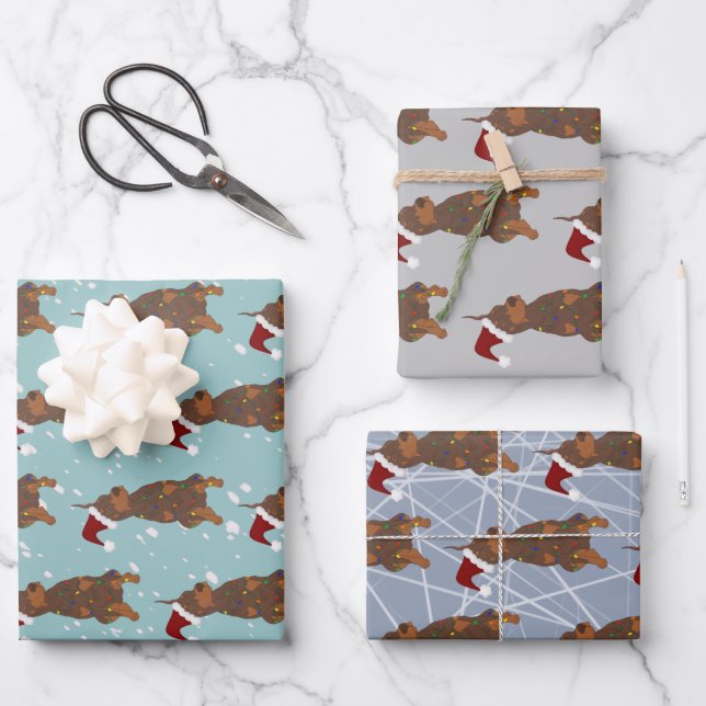 Christmas Doberman Pinscher Wrapping Paper Sheet (Front)
