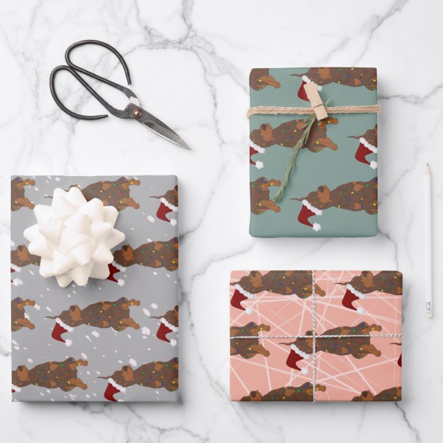 Christmas Doberman Pinscher  Wrapping Paper Sheet (Front)