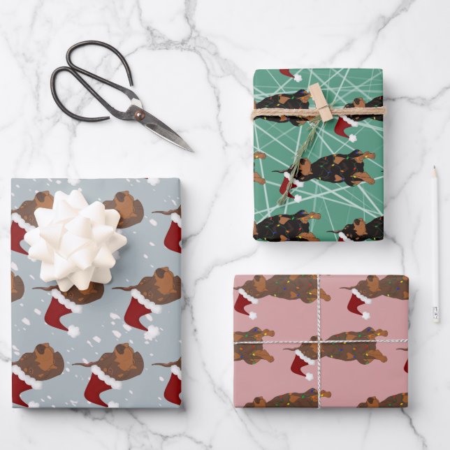 Christmas Doberman Pinscher  Wrapping Paper Sheet (Front)