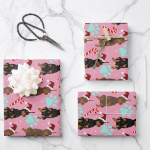 Christmas Doberman Pinscher Wrapping Paper Sheet