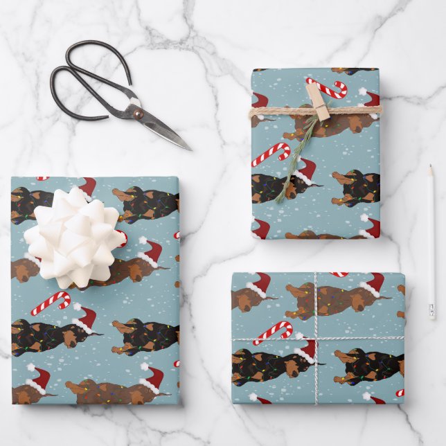 Christmas Doberman Pinscher  Wrapping Paper Sheet (Front)