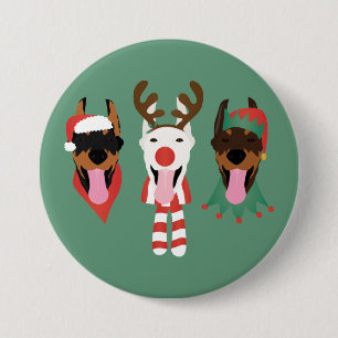 Christmas Dobermann Dogs 7.5 Cm Round Badge