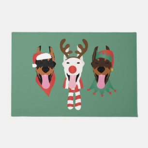Christmas Dobermann Dogs Doormat