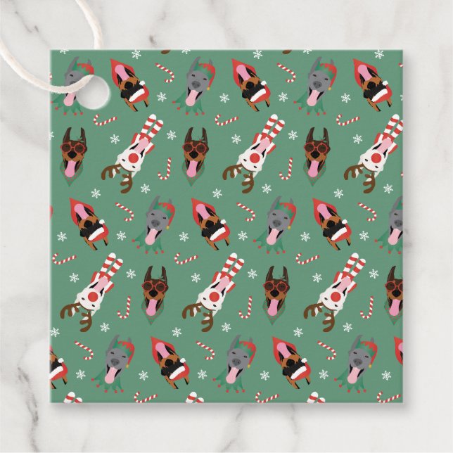 Christmas Dobermann Dogs Favour Tags (Front)