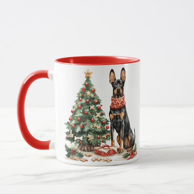 Christmas Dobermann Dogs Mug (Left)