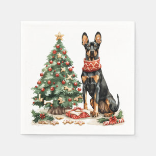Christmas Dobermann Dogs Napkin