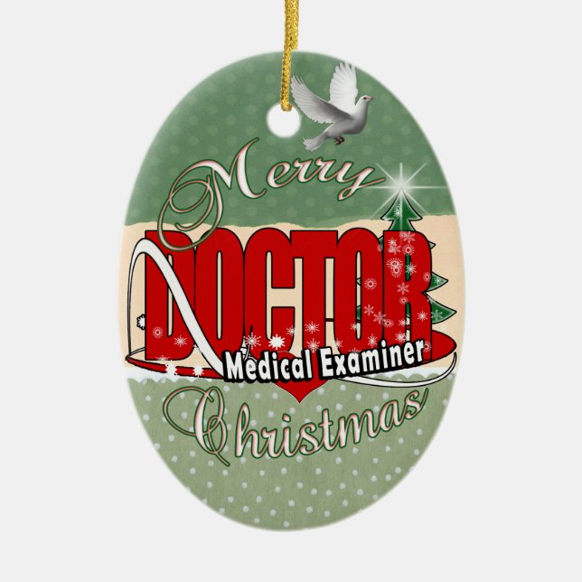 CHRISTMAS DOCTOR MEDICAL EXAMINER CERAMIC TREE DECORATION (Front)