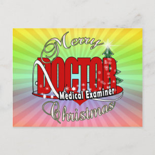 CHRISTMAS DOCTOR MEDICAL EXAMINER HOLIDAY POSTCARD