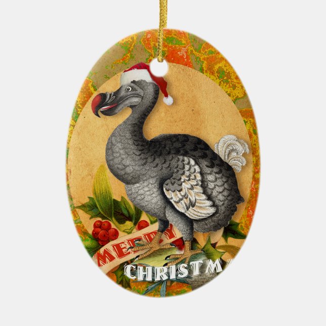 Christmas Dodo Bird Ceramic Tree Decoration (Front)