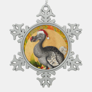 Christmas Dodo Bird Snowflake Pewter Christmas Ornament