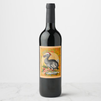 Christmas Dodo Bird Wine Label