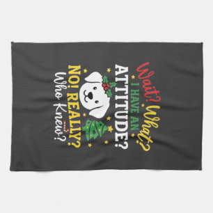 Christmas Dog Attitude Holiday Humour Tea Towel